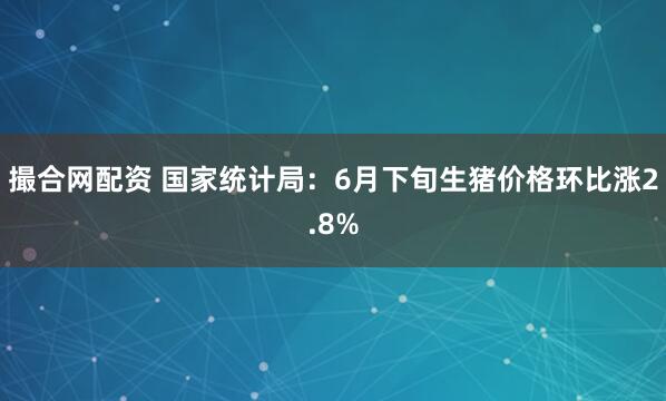 撮合网配资 国家统计局：6月下旬生猪价格环比涨2.8%